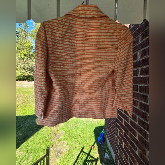 Kasper Woven Cotton Suit Jacket in light coral, Sz 6 - Picture 2 of 2